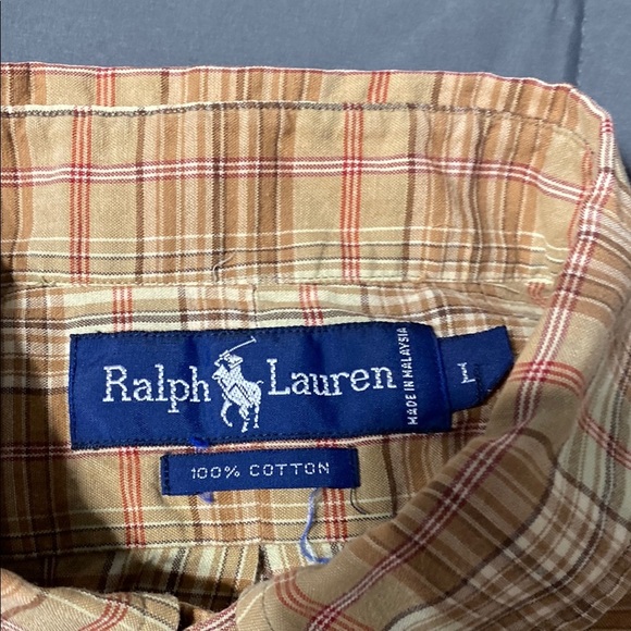 Vintage Ralph Lauren Beige Plaid Men's Shirt. Size Large - Picture 2 of 6